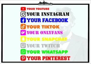 Custom Username Social Media Sticker - Instagram, Snapchat,  Youtube, Twitch - Foto 1 di 4