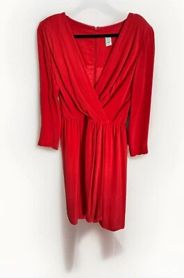 Vintage Red 100% Silk Dress Size 12 Eighties Glam Dynasty Luxury 80’s Sexy Class - Image 1 of 4