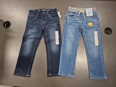 Lot of 2 4T Ca t& Jack Blue Jeans Elastic Waist Pants NEW WITH TAGS - Image 1 of 4