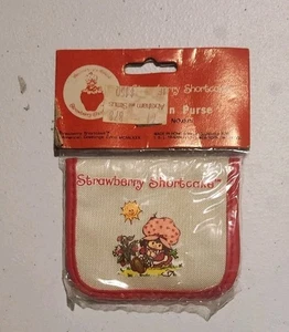 Vintage 80er Erdbeere Shortcake Geldbörse Mini Canvas Geldbörse Neu im Paket  - Bild 1 von 3