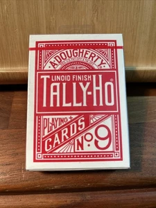 A Dougherty Linoid Finish Red Tally-Ho Playing Cards No 9 Fan Back Sealed (R5.5) - Bild 1 von 6