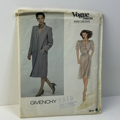Dress Coat Size 12 Loose Fit UNCUT Pattern 2814 Vintage Givenchy  - Image 1 of 2