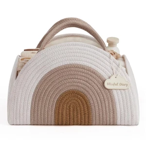 Earthy Rainbow Baby Windel Caddy Organizer, Baumwollseil, Neugeborene, Caddy Korb - Bild 1 von 12