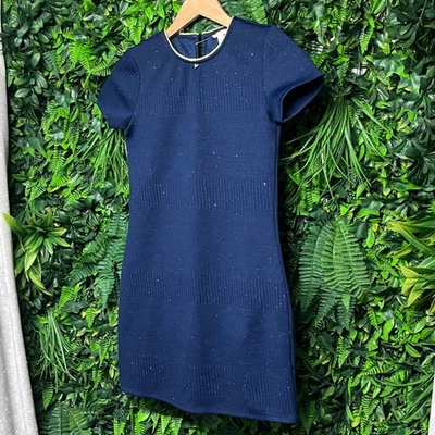 Guess Kids Girls Dress Size 12 Navy Glitter Sparkle Short Sleeve Knit 3268 - Image 1 of 4