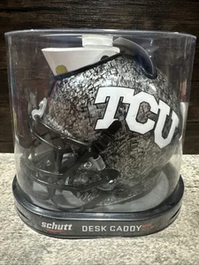TCU HORNED FROGS (SLATE) NCAA SCHUTT MINI HELMET DESK CADDY - Picture 1 of 4