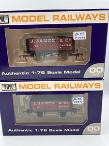 2 x Dapol J.James & Co Exeter 5 plank mineral Wagons - Boxed  - OO gauge - Picture 1 of 7