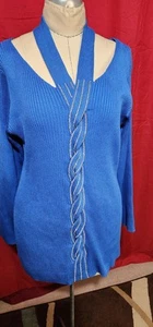 Blusa recortada acanalada azul real talla grande para mujer - Imagen 1 de 5