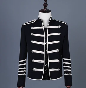 Men Suit Blazer Retro Steampunk Hussar Uniform Drummer Parade Jacket Gothic  - Picture 1 of 8