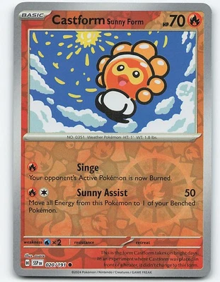 Castform Sunny Form #020/191 Reverse Holo Pokemon Card SV08: Surging Sparks - Image 1 of 2
