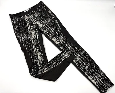 Diane Von Furstenberg Dorthia Leather Black White Pants Zip Ankle Womens 2 - Изображение 1 из 4