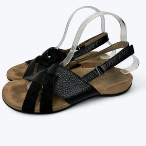 Vionic Eira Sandals Womens Size 7 Black Pebbled Leather Strappy Comfort Orthotic - Picture 1 of 15