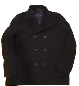 Tommy Hilfiger XL Men’s Coat Peacoat Wool Blend Double Breasted Black - Picture 1 of 5
