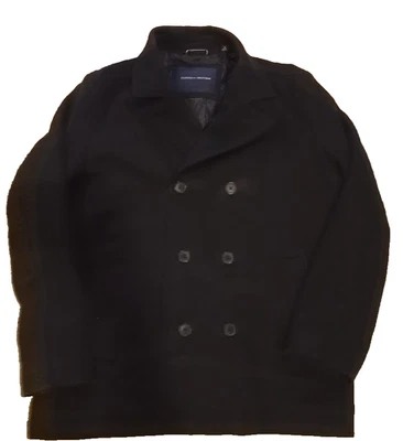 Tommy Hilfiger XL Men’s Coat Peacoat Wool Blend Double Breasted Black - Image 1 of 4