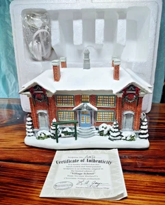 2004 HAWTHORNE VILLAGE SCHOOL Norman Rockwell Christmas Village Lighted NOS COA - Picture 1 of 15