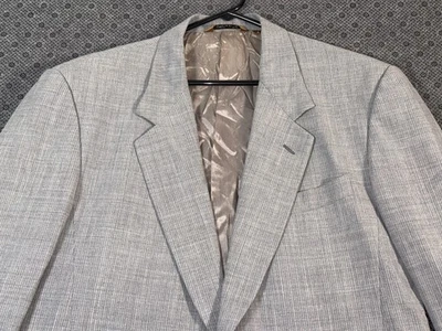 Donna Karan Blazer 运动外套夹克男式 44R 灰色灰色羊毛混纺意大利制造 — 第 1/4 张图片