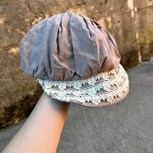 Y2K Gorra de Newsboy Para Mujer Marrón Crema Encaje Boho Sombrero Retro Preppy Disfraz Femenino - Imagen 1 de 8
