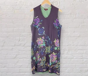 La Fiancee Du Mekong Dress Indian Block Print XL Purple Green Floral Holiday - Picture 1 of 6