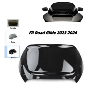 Motorcycle 12" Wave Windshield Windscreen Black For Harley Road Glide 2023 2024 - Picture 1 of 16
