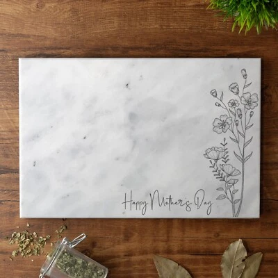 Personalised Solid Marble Chopping Board Mother's Day Custom Printed Cheese Boar - Image 1 of 4