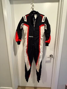 Sparco Kerb Kart Race Suit Go Kart Junior Pre Owned Size XS Unisex Black Red - Picture 1 of 8
