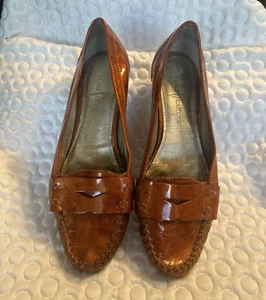 Vince Camuto Orange/Copper Sexy Penny Loafer Kitten Heel Shoe 8B - Picture 1 of 10