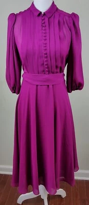 Vestido Vintage Pat Richards Plisado Frontal Magenta Talla 4 Foto 1 de 4