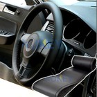 BLACK 38cm Car Auto Steering Wheel Cover DIY GENUINE UFL Leather Non Slip Mat