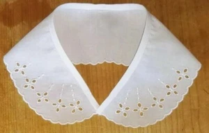 COLLETTO Bianco Ricamato PIZZO SAN GALLO cotone bimba X Scuola, Mis. 34 cm - Foto 1 di 3