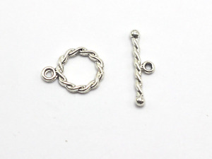 50 Sets Tibet Silver Tone Twisted Round Circle Toggle Clasps 12mm Bracelet Make