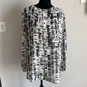 NWTS Escada Sport Nerlisa Abstract Black & White Long Sleeve Blouse Size 44 - Picture 1 of 13