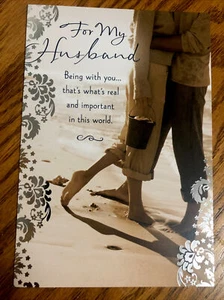 Tarjeta de felicitación Happy Anniversary For My Husband Hallmark 5""x7"" I Love You - Imagen 1 de 4