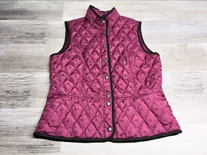 Eddie Bauer Maroon Womens Goose Down Puffer Vest Embroidered Quilted Size M Snap - Picture 1 of 8