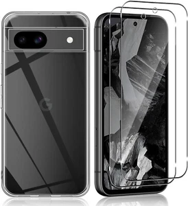 Hülle + 2X Schutzglas für Google Pixel 8A Panzerfolie Full Screen Case Slim 9H - Picture 1 of 7