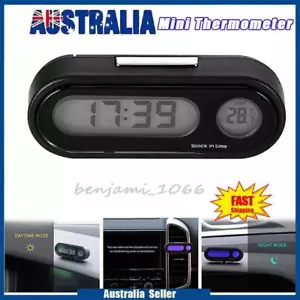 2 in 1 Car LCD Digital LED Electronic Universal Clock Thermometer With Backlight - Picture 1 of 11