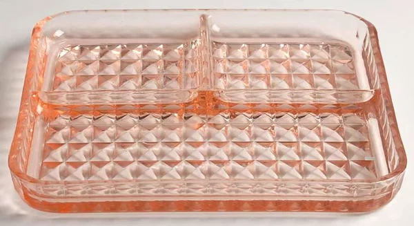Antique vintage 8" Square 3 Part Relish Windsor Pink by Jeannette - image 1 of 1