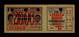 Boleto de boxeo EXTREMADAMENTE RARO 1929 JACK SHARKEY vs Young Stribling casi nuevo completo - Imagen 1 de 2