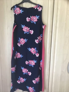 Joules Size 16 Sleeveless Navy Floral. Long Soft Jersey Dress NWT - Picture 1 of 6