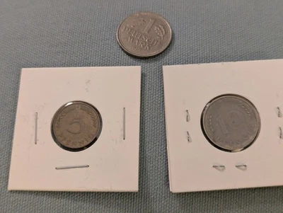 Germany 3-Coin Lot – 1949 10 Pf, 1972 5 Pf, 1983 1 Mark – Pre-Euro Lot - Image 1 of 4