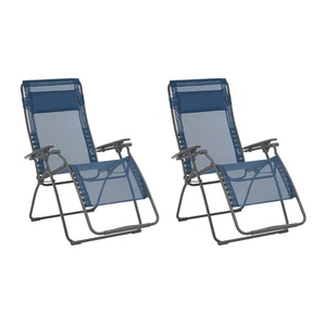 Lafuma Futura XL Zero Gravity Lawn Steel Framed Recliner Chair, Ocean (2 Pack) - Picture 1 of 3