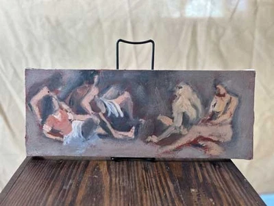 Original Oil Painting on canvas Signed & framed  Artwork 18" x 7" - Image 1 of 2