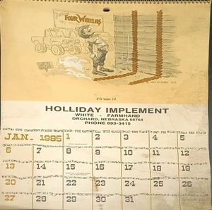 Vintage 1985 Holliday Implement Calendar with Herb Mignery Cowpoke Western Illus - Bild 1 von 3
