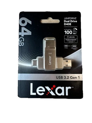Lexar D40E 64GB Dual USB 3.2 Gen 1 Type-C Jump Drive USB-C Flash Metal - Image 1 of 4