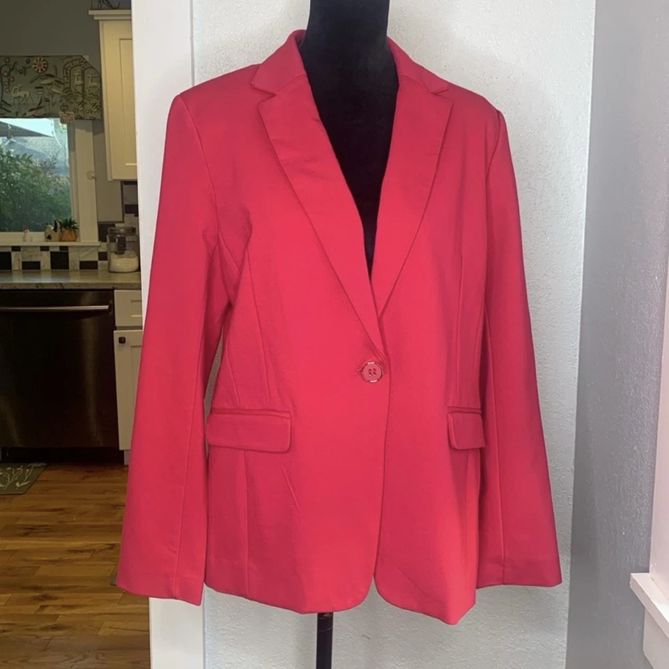 Nuevo Blazer Liz Claiborne Jersey Melón Tejido Bolsillos Forrados 10 Negocios Informal Foto 1 de 4