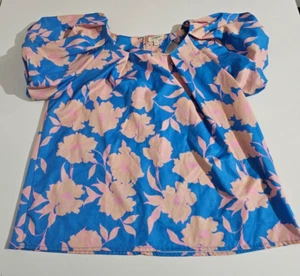 UMGEE Women's Blouse Size S, Melon Sleeve Dusty Pink Flowers Floral Blue - Picture 1 of 9