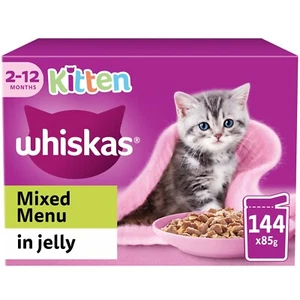 144 x 85g Whiskas Kitten Mixed Menu Wet Cat Food Pouches in Jelly - Picture 1 of 10