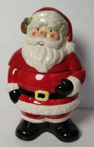 11" Vintage Be Merry Ceramic Santa Cookie Jar Hand Painted With Lid - Picture 1 of 11