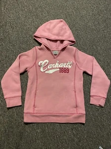 Y2K Carhartt Pullover Hoodie Youth Small (8) Pink Casual Outdoor Heavyweight 071 - Picture 1 of 11