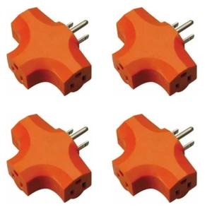 4 Pcs 3 Way Outlet Wall Triple Tap Adapter Grounded Tri Tap Electrical Splitter - Picture 1 of 1