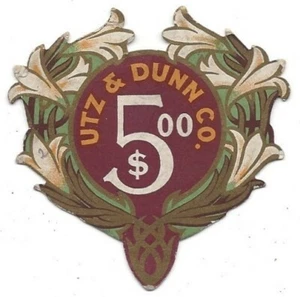 Utz & Dunn Die Cut Shoe Price Tag with Easter Lilies - Rochester, NY JJ - Picture 1 of 2