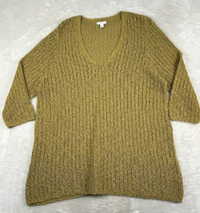J. JILL open knit beige tan long sleeve pull over sweater size XL Cotton Blend - Picture 1 of 7